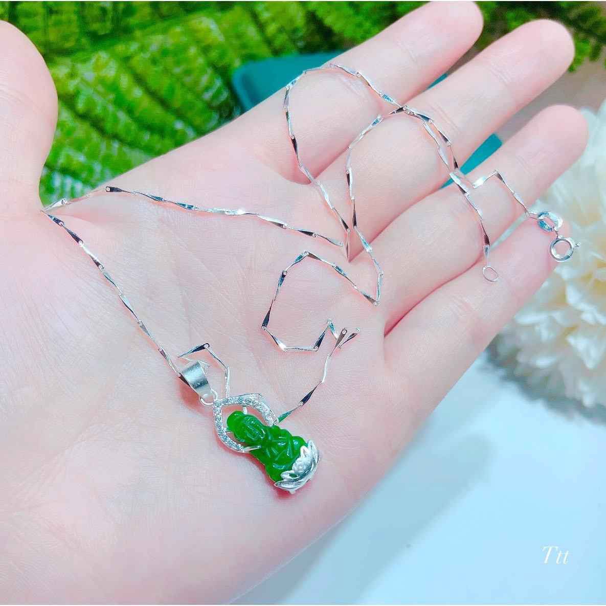 DÂY CHUYỀN MẶT PHẬT QUAN ÂM BỌC BẠC 18